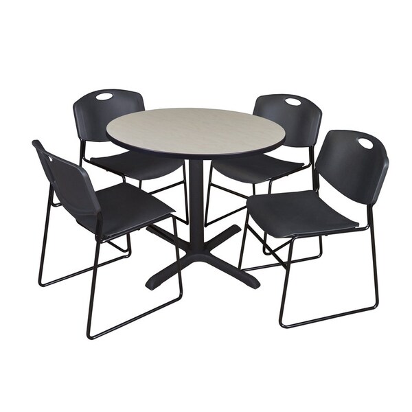Cain Cain Round Table & Chair Set, Wood, Metal, Polypropylene Top TB42RNDPL44BK - main